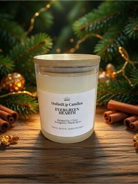 9oz Evergreen Hearth Soy Wax Candle | Balsam Fir Clove Warm Spice | Handmade